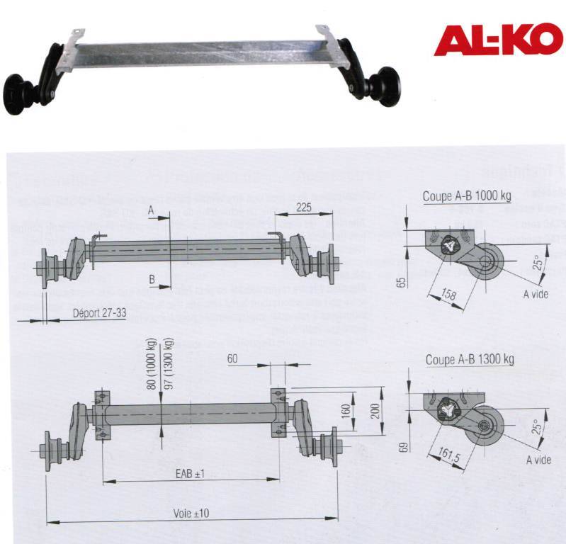 Essieu freiné 1350 kg AL-KO