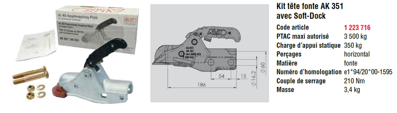 1223716 Tête d'attelage AK 351 avec Soft Dock - Tête d'attelages