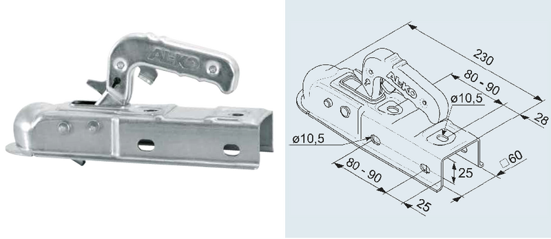 1224343 Tête Ak7 V plus diam 60 Version E - Tête d'attelage