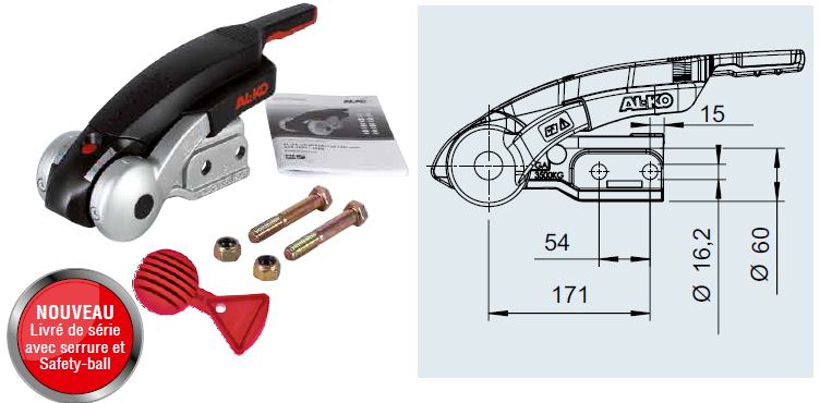 Housse tête attelage noire ALKO pour AKS1300 AKS2004 & AKS3004 - CR10647 