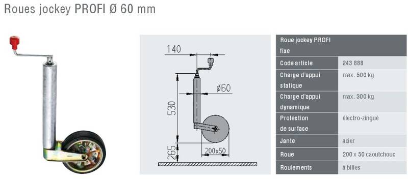 243888 Roue jockey D60 max 500kg - Roues jockey