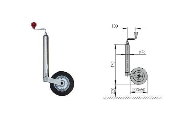 1222434 ROUE JOCKEY COMPACT D48 max 150kg - Roues jockey