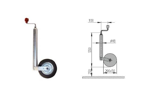 1222436 ROUE JOCKEY COMPACT D48 max 150kg - Roues jockey