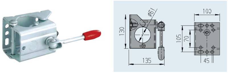 249859 Collier D60 poignée escamotable à visser - Colliers pour roues jockey