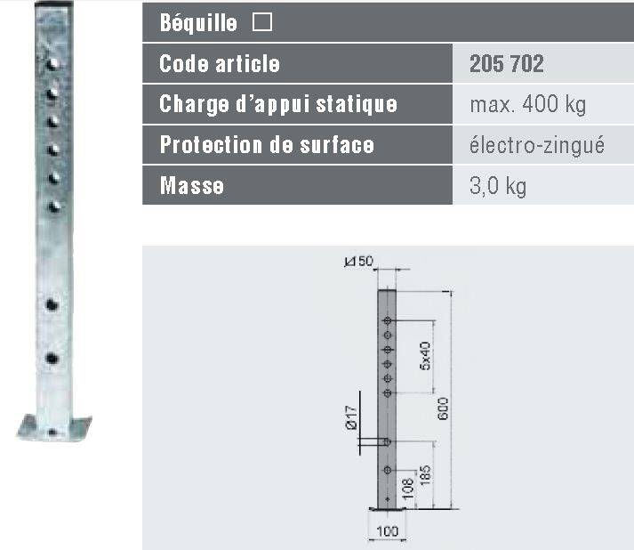 Bequille d'Appui Fixe - 900KG