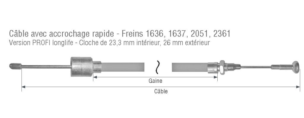 câbles accrochables avec embout clipsable - Câbles de freins Al-Ko