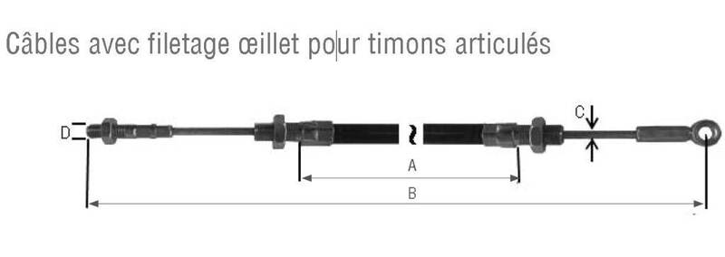 alko - câbles avec filetage oeillet pour timons articulés