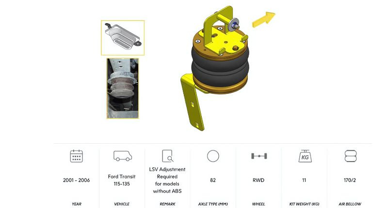 DUNLOP - TRANSIT, Propulsion 115-135, Roues simples, Pont rond Ø 82 de 01/2001 à 06/2006 - FORD