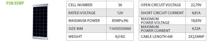 Panneau solaire SOLENERGIE 85WP (1.165 x 530 x 60) - Panneau solaire camping car SolEnergy
