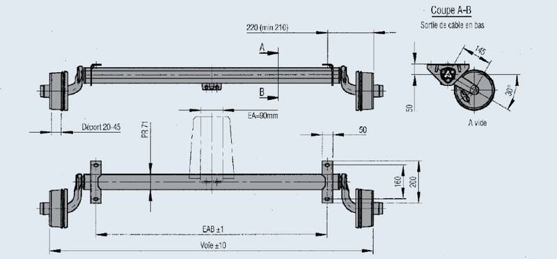 20059614 Essieux standard NF 750 kg - EAB 1400 - 100x4 - Essieux  Disponibles immédiatement - Franssen