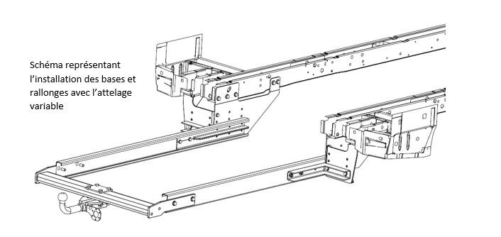 Base + rallonges Ford V185 Plancher cabine - Attelage Ford Transit Challenger pour camping car