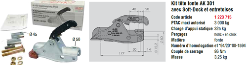 1223715 Tête d'attelage AK 301 avec Soft Dock - Tête d'attelages