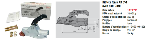 1223716 Tête d'attelage AK 351 avec Soft Dock - Tête d'attelages