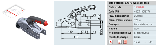 1730082 Tête d'attelage AK 270 avec Soft Dock - Tête d'attelages