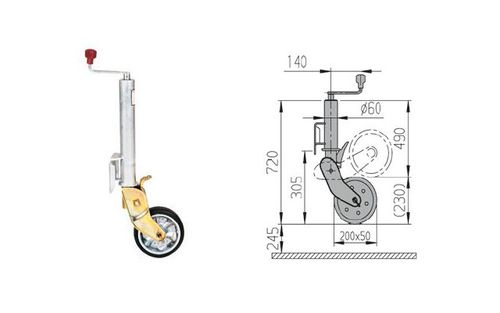 242061 Roue jockey D60 max 500kg Semi-auto - Roues jockey