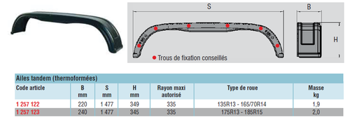 Ailes thermoformées tandem Al-Ko - Ailes