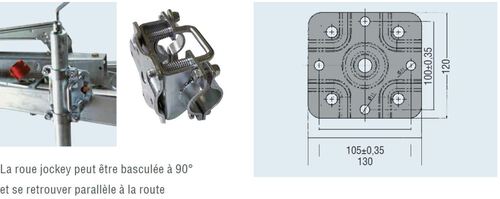 Collier amovible D48 pivotant 90° - Colliers pour roues jockey