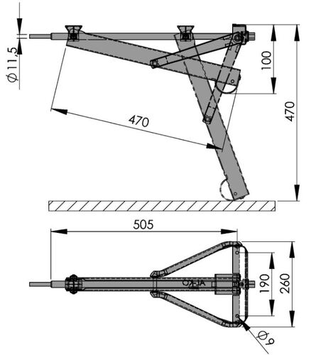 VERIN INTEGRABLE max 800kg court - Vérin stabilisateur de caravane