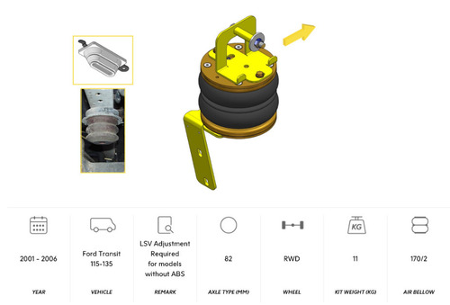 DUNLOP - TRANSIT, Propulsion 115-135, Roues simples, Pont rond Ø 82 de 01/2001 à 06/2006 - FORD