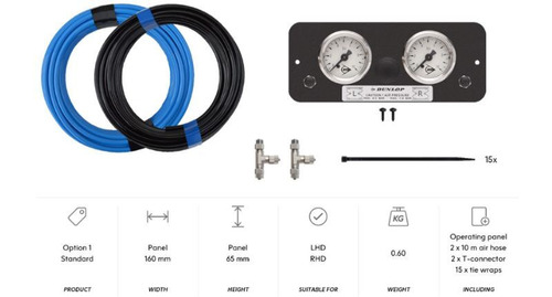 DUNLOP - OPTION 1 (panneau standard avec 2 valves, 2 manomètres et 2 x 10 mètres de tuyaux) - NISSAN