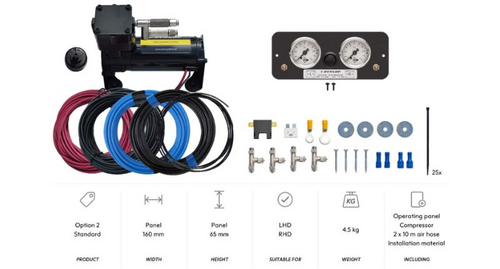 DUNLOP - OPTION2 (panneau standard avec 2 valves, 2 manomètres et 2 x 10 mètres de tuyaux et le compresseur) - NISSAN