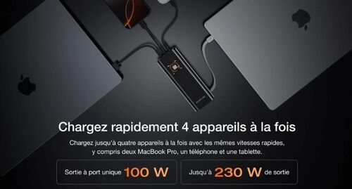 Batterie externe Rapid 20K câble 100W intégré - Batterie externe / chargeur