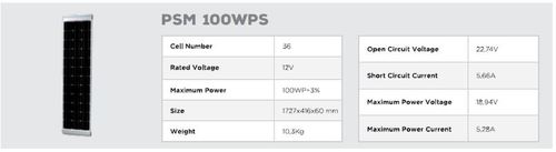 Panneau solaire SOLENERGIE 100WPS (1.727 x 416 x 60) - Panneau solaire camping car SolEnergy