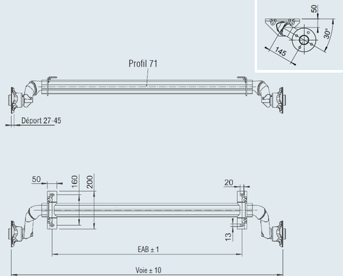 20059608 Essieux standard NF 750 kg - EAB 1100 - 100x4 - Essieux Disponibles immédiatement