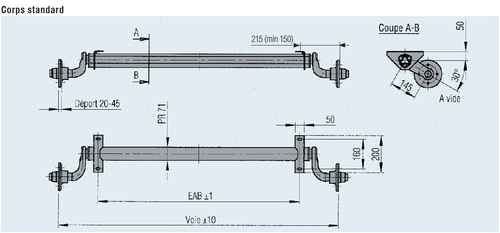 20059617 Essieux standard NF 750 kg - EAB 1550 - 100x4 - Essieux Disponibles immédiatement